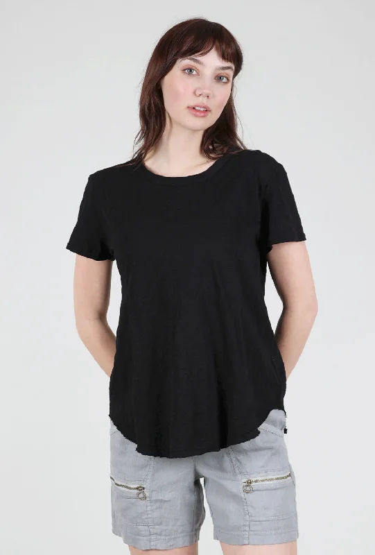 Crewneck Curve Hem Tee, Black