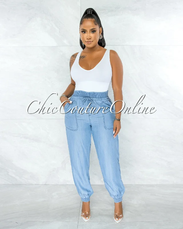 Nanette Light Blue Chambray Jogger Pants