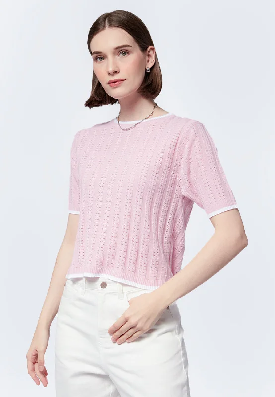 Openwork Short Sleeve Top