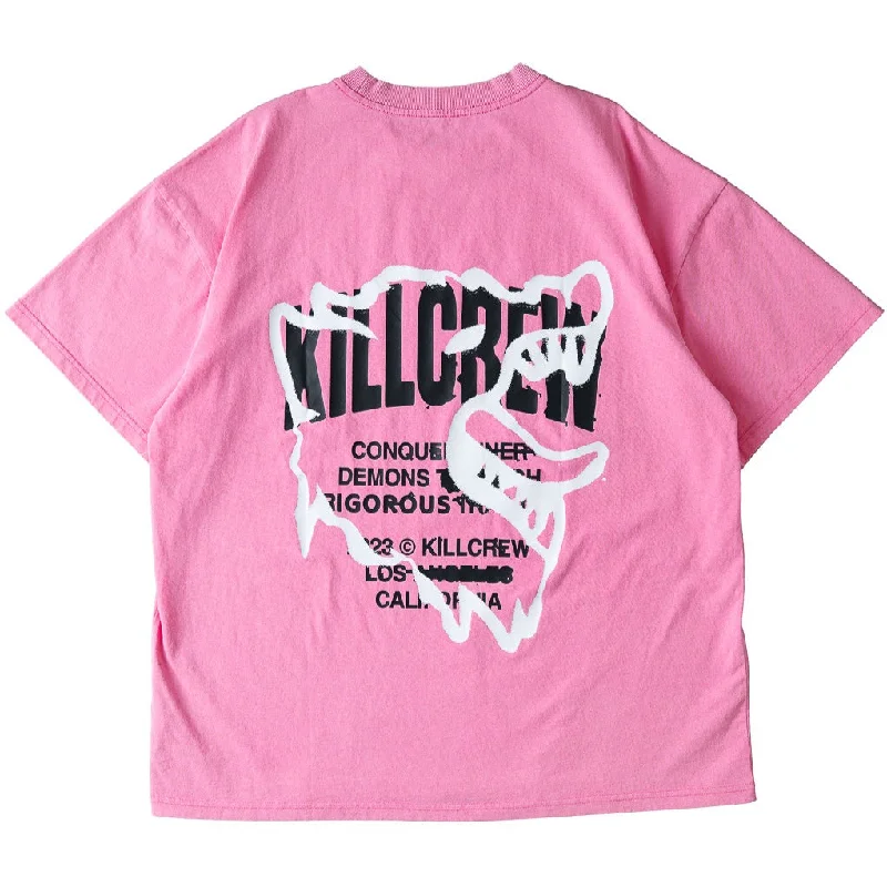 OVERSIZED LUX CONQUER INNER DEMONS T-SHIRT - PINK / WHITE