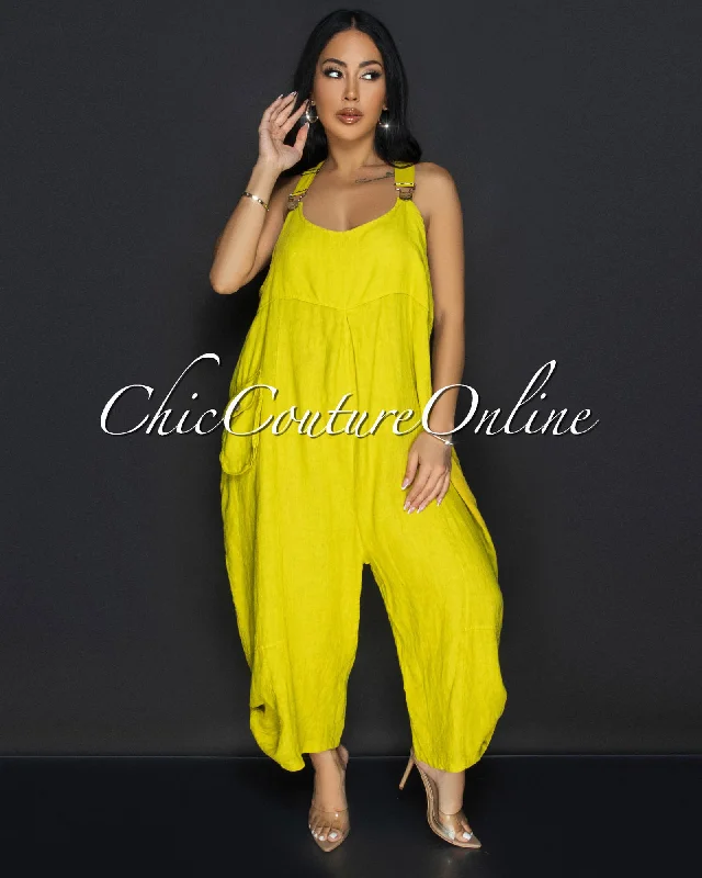 Panuma Lime Linen Jumpsuit