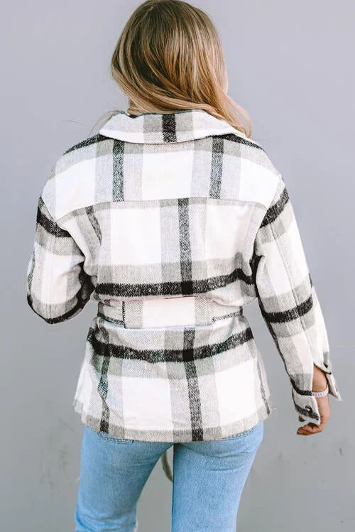 plaid-tie-front-collared-neck-jacket