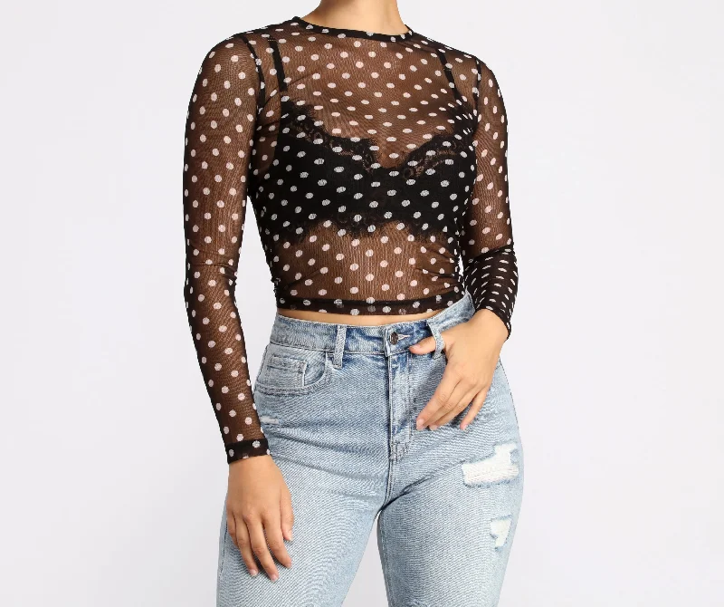 Polka Dot Cutie Mesh Crop Top