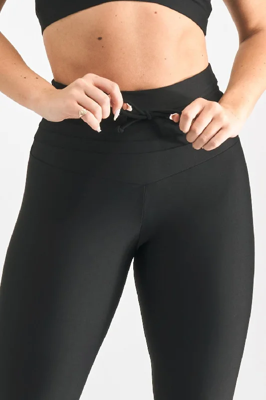 Black Performance - Drawstring High Waisted Leggings