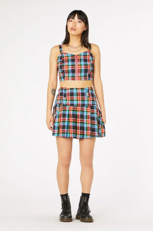 Rainbow Tartan Mini Skirt