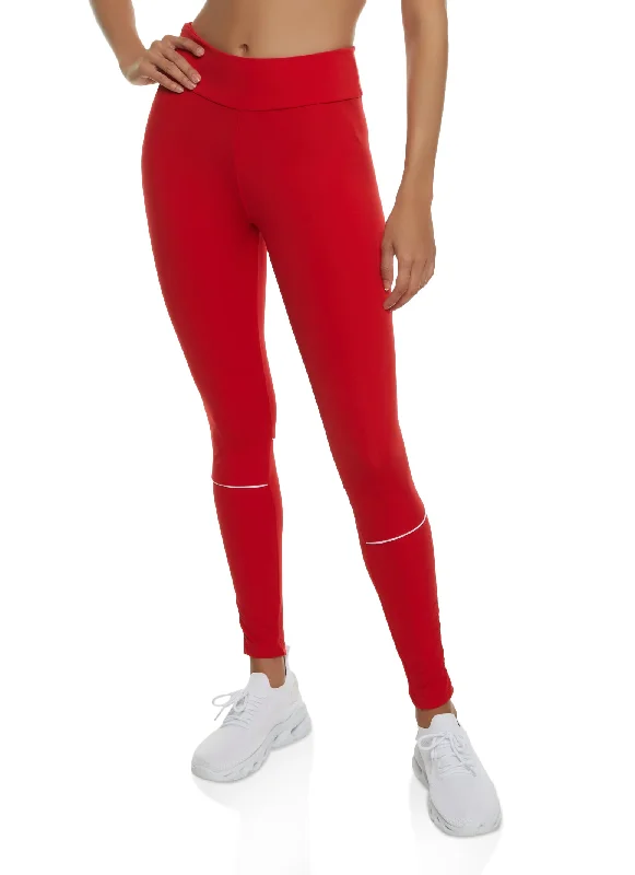 Contrast Piping High Waist Leggings