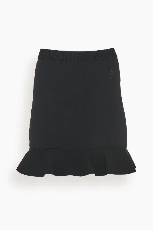 Ruffled Hem Mini Skirt in Black