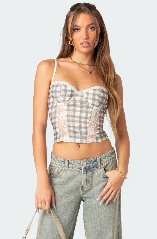 Plaid Printed Cupped Corset