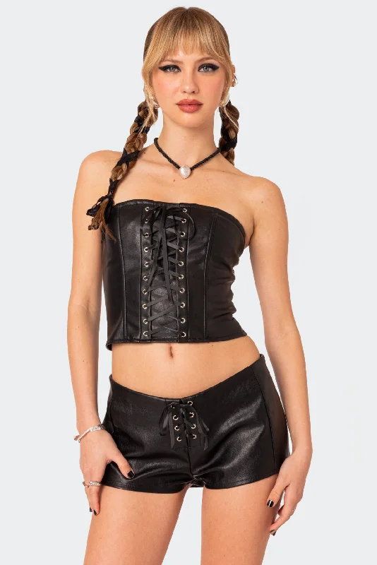 Wilde Lace Up Faux Leather Corset