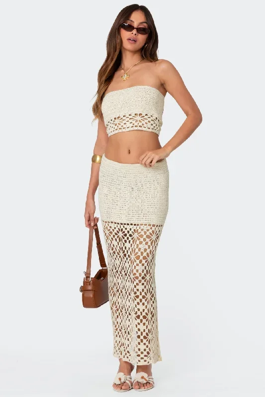 Ida Back Slit Crochet Maxi Skirt