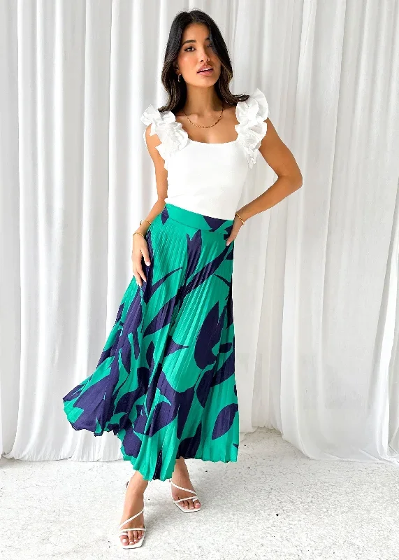 Lylia Midi Skirt - Emerald Leaf