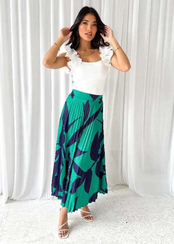 saki-midi-skirt-emerald-leaf