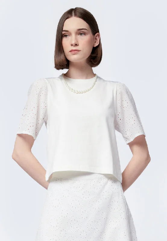 Short Sleeve Eyelet Top