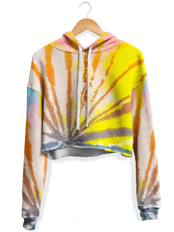 Sunrise Tie Dye Fleece Crop Hoodie