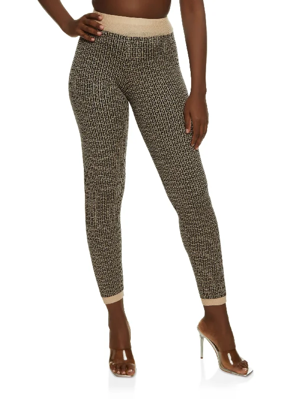 Printed Rib Knit Leggings