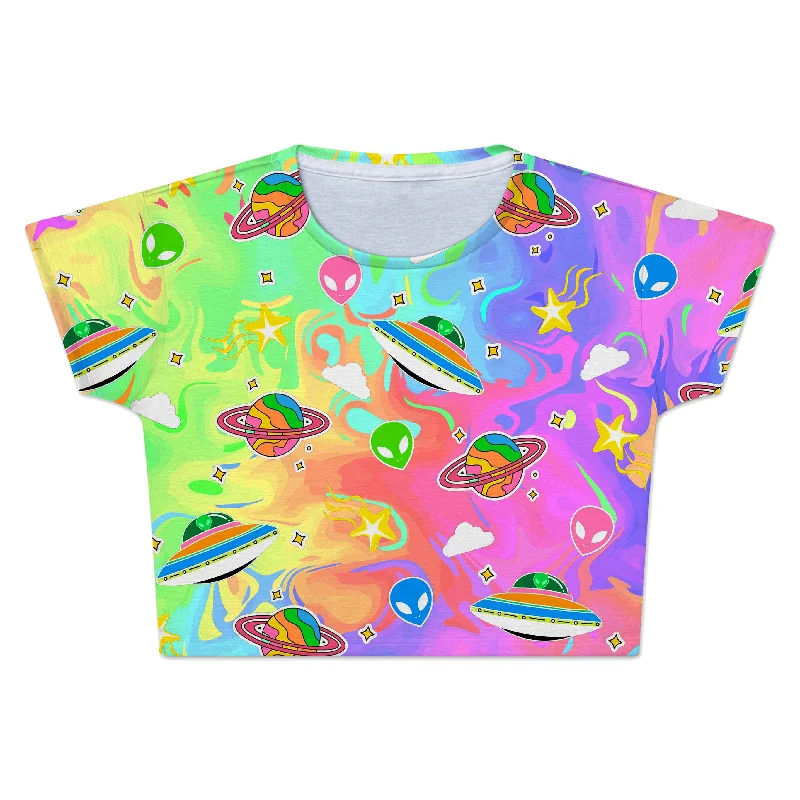 Trippy Alien Invasion Crop Tee