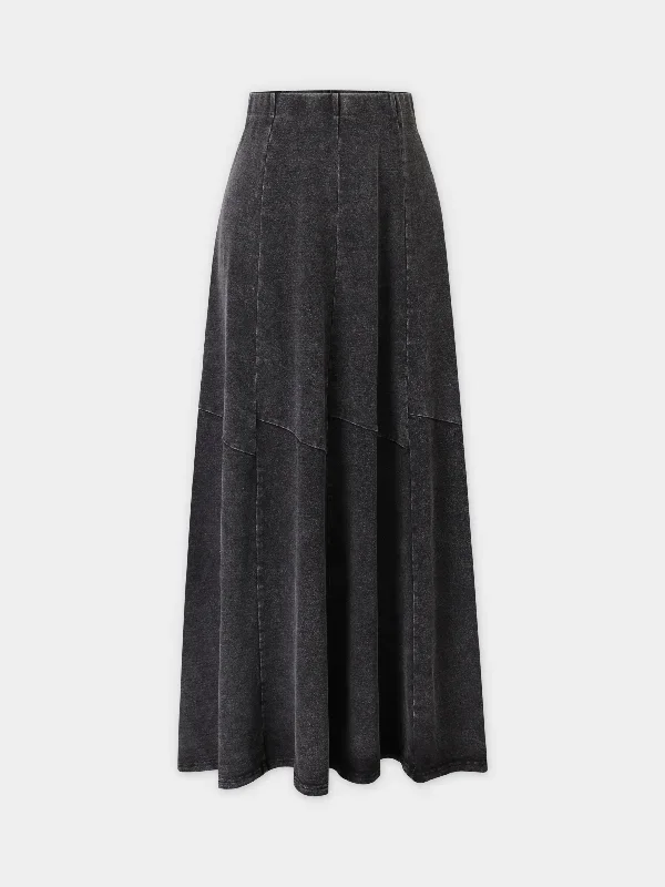 Washed T-Shirt Trumpet Skirt-Black