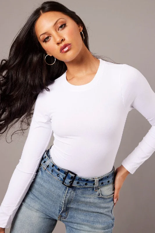 White Supersoft Bodysuit Long Sleeve