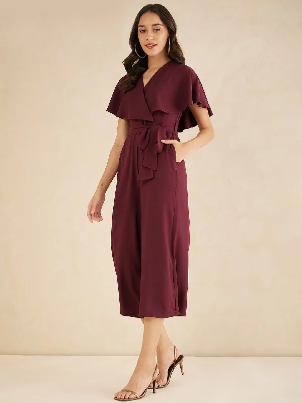 Wine Kimono Wrap Jumpsuit