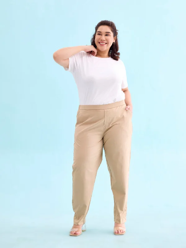 Women Light Beige Chinos Trousers