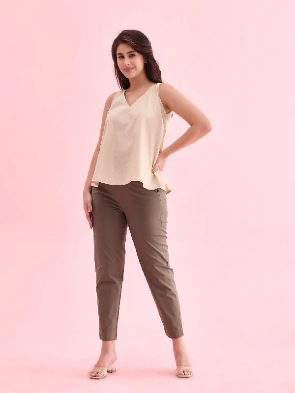 Women Olive Green Chinos Trousers